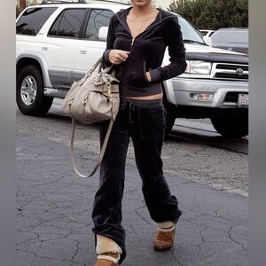 Y2K Vintage Juicy Couture Velour Tracksuit Set Made in USA Black